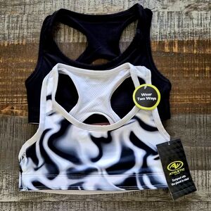 2 PK Athletic Works Little Girls Sports Bras ~ Reversible Color Options ~ BNWT